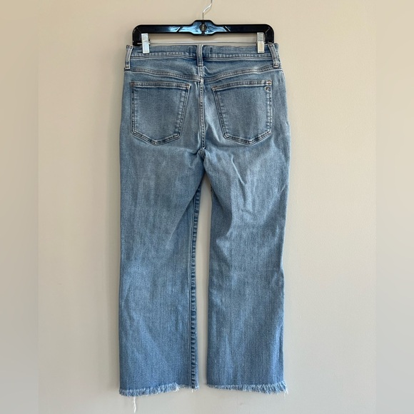 Madewell Mid-Rise Kick Out Crop Jeans w/ Raw Hem, Cherryville Blue Wash, 28 - Picture 4 of 12